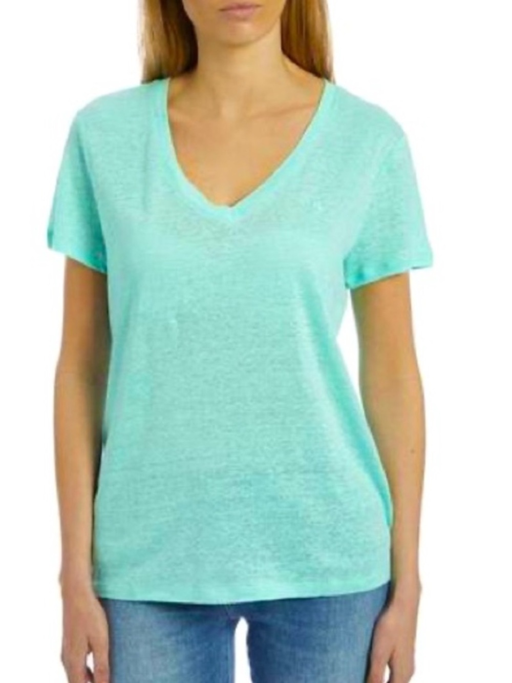 Polo Ralph Lauren Mint Green Linen V-Neck Short Sleeve Tee